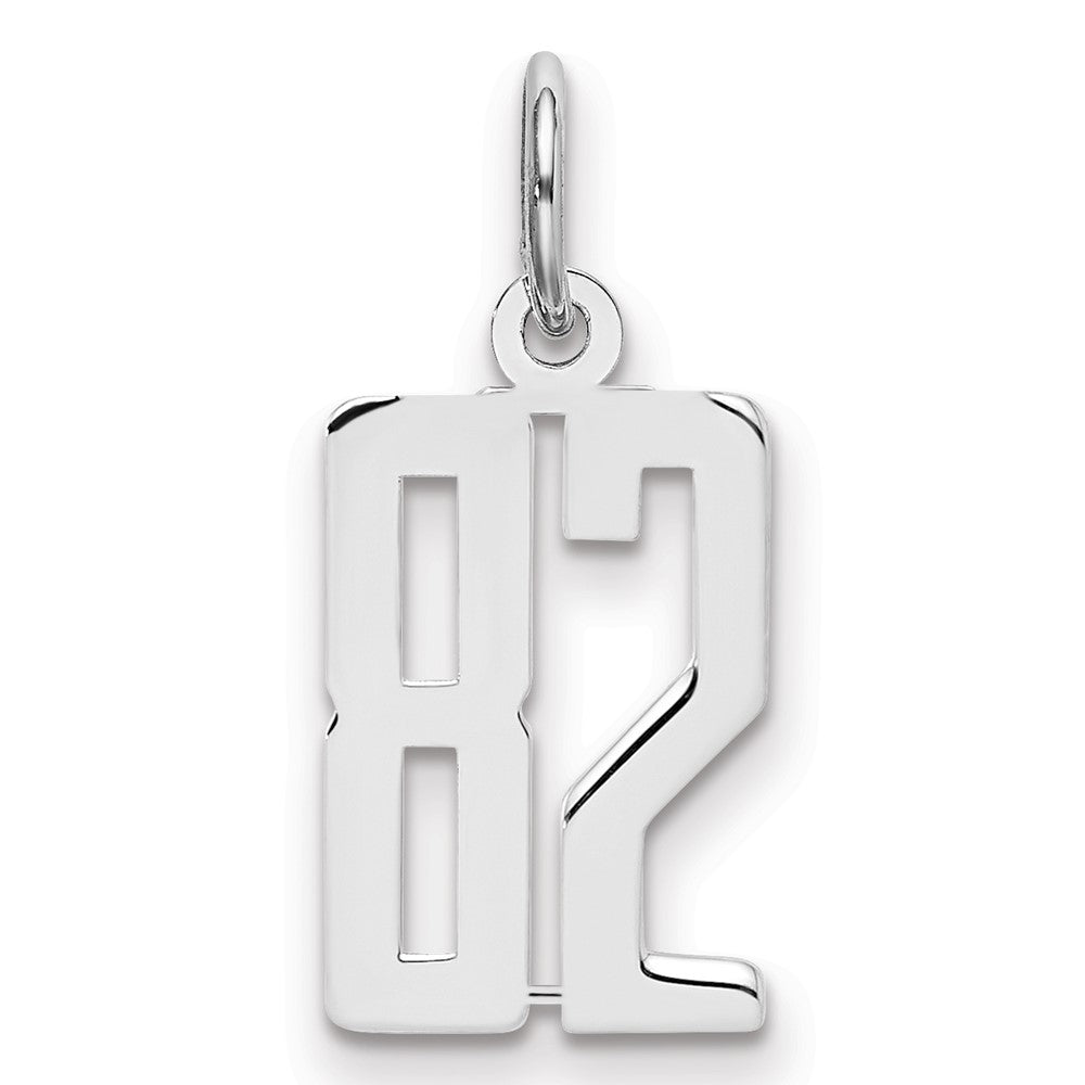 Sterling Silver/Rhodium-plated Elongated Number 82 Charm