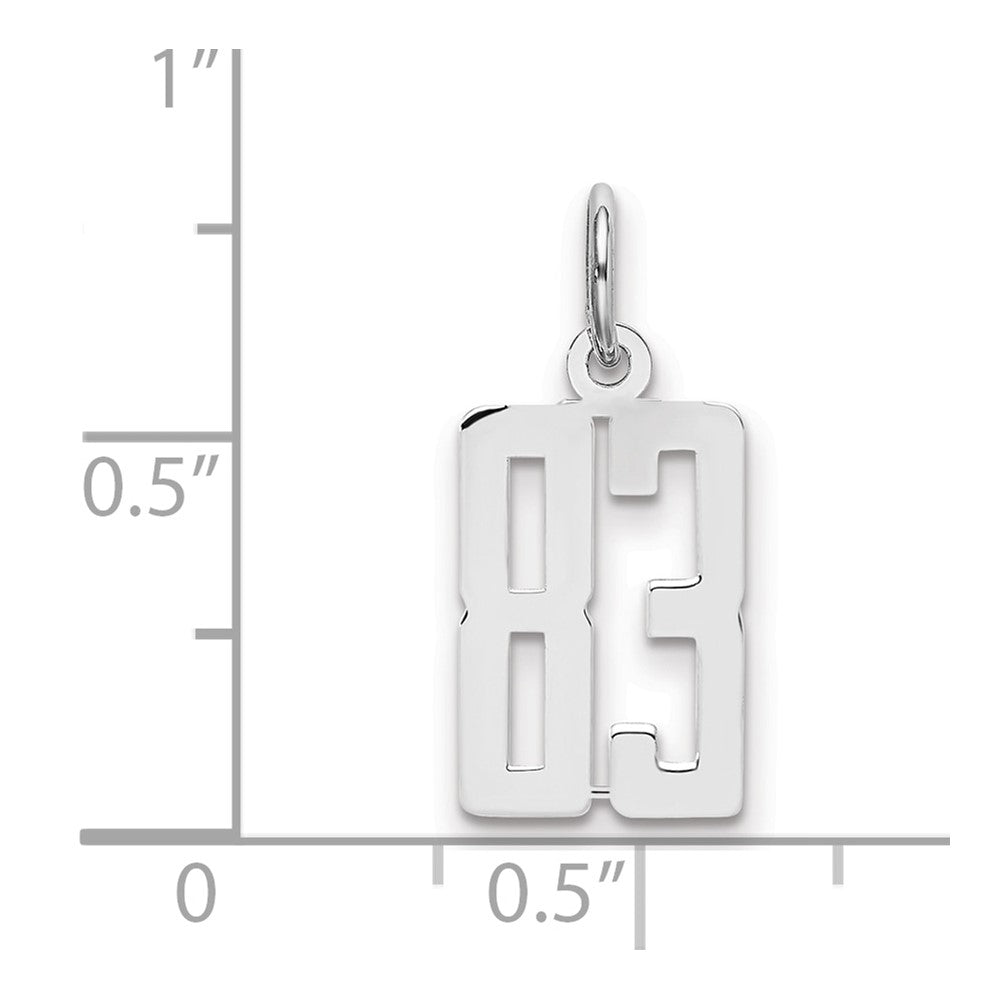 Sterling Silver/Rhodium-plated Elongated Number 83 Charm