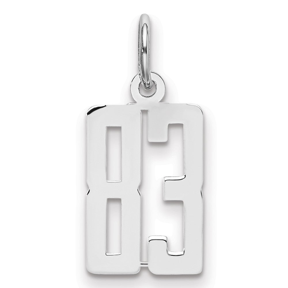 Sterling Silver/Rhodium-plated Elongated Number 83 Charm