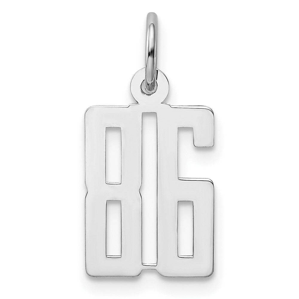 Sterling Silver/Rhodium-plated Elongated Number 86 Charm