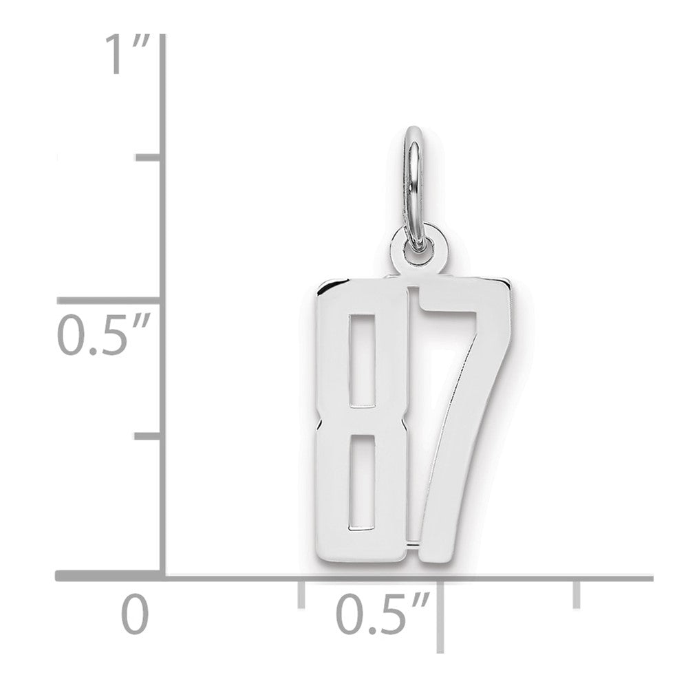 Sterling Silver/Rhodium-plated Elongated Number 87 Charm