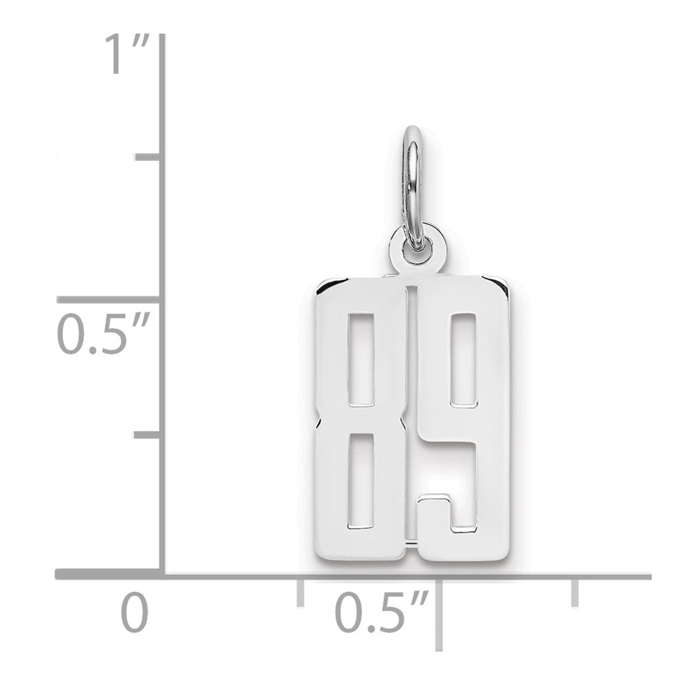 Sterling Silver/Rhodium-plated Elongated Number 89 Charm