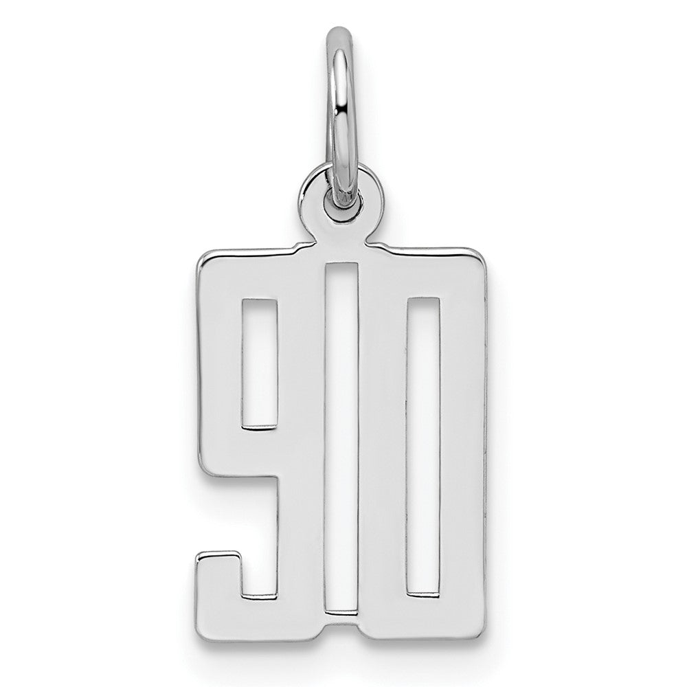 Sterling Silver/Rhodium-plated Elongated Number 90 Charm