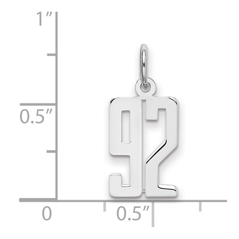 Sterling Silver/Rhodium-plated Elongated Number 92 Charm