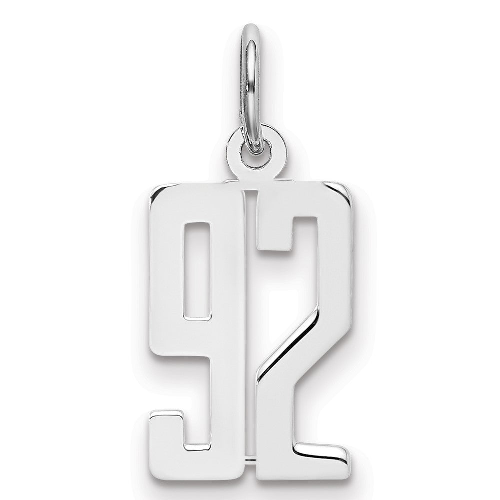 Sterling Silver/Rhodium-plated Elongated Number 92 Charm