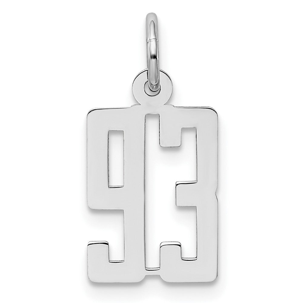 Sterling Silver/Rhodium-plated Elongated Number 93 Charm