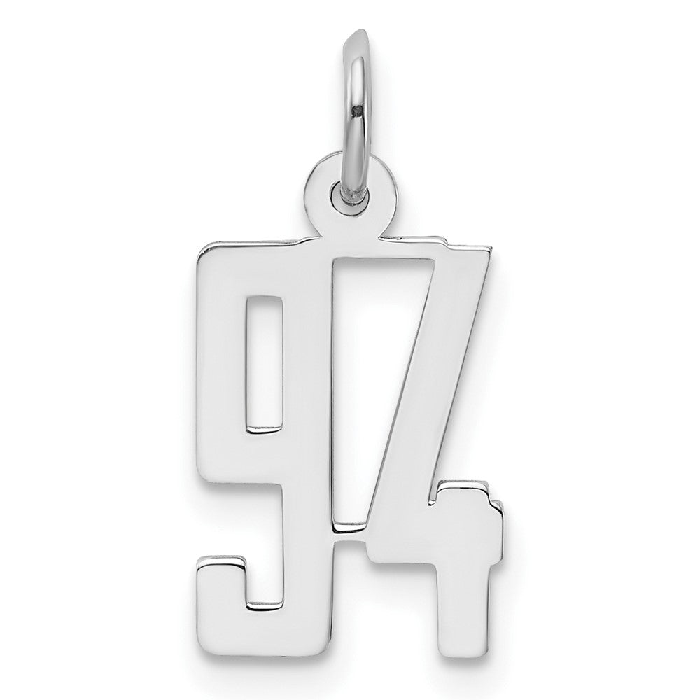 Sterling Silver/Rhodium-plated Elongated Number 94 Charm