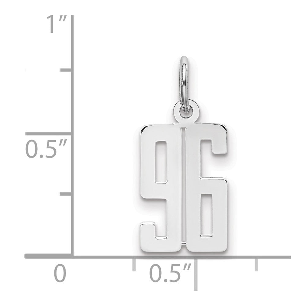 Sterling Silver/Rhodium-plated Elongated Number 96 Charm