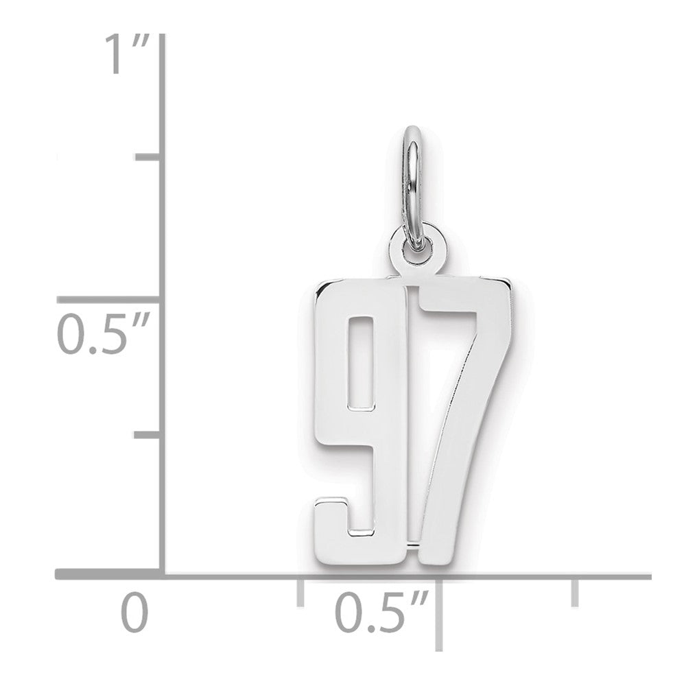 Sterling Silver/Rhodium-plated Elongated Number 97 Charm