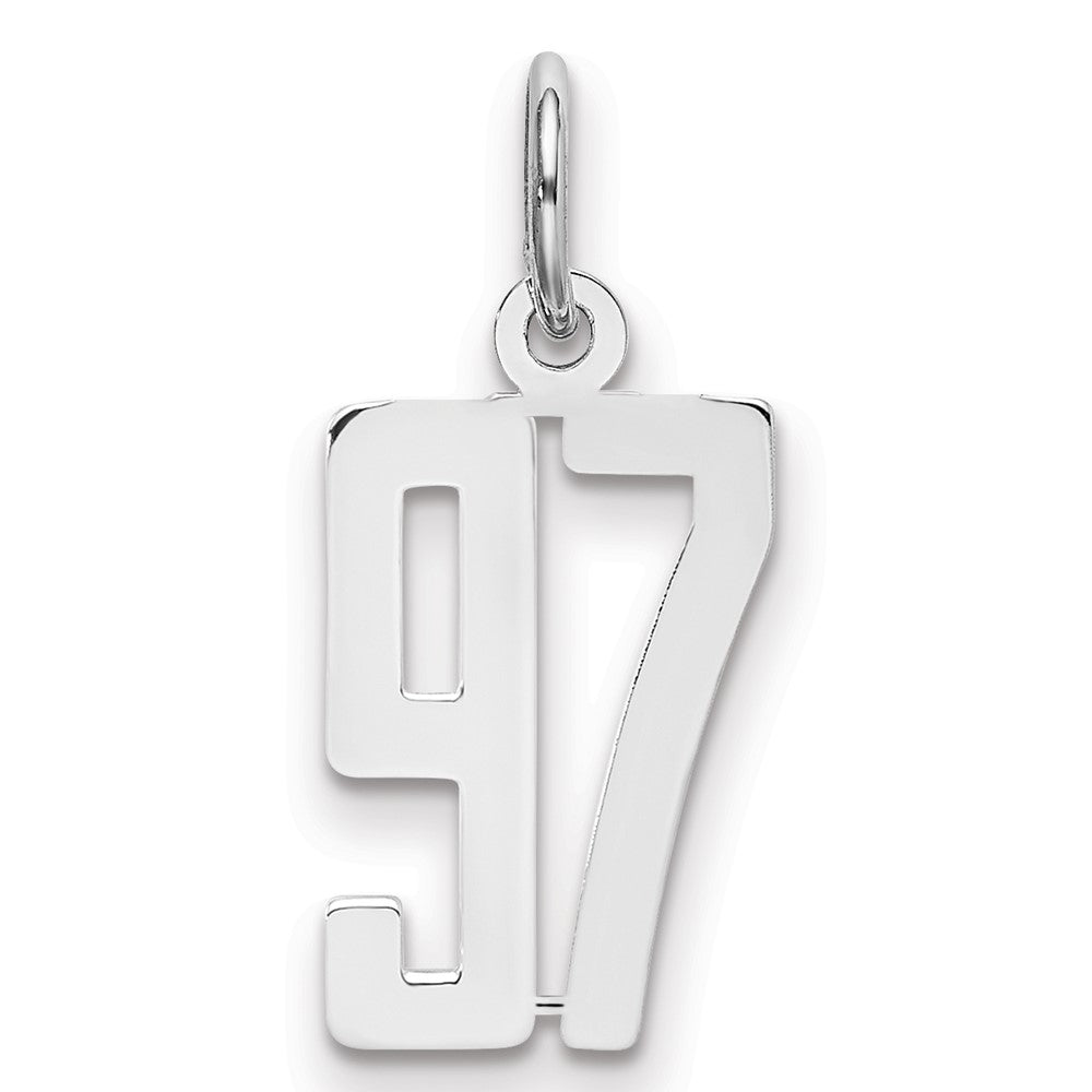 Sterling Silver/Rhodium-plated Elongated Number 97 Charm