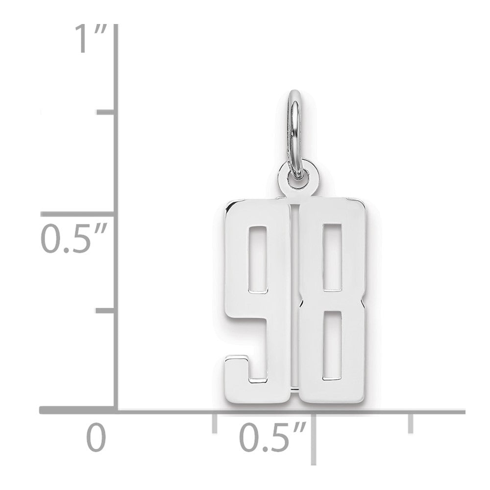 Sterling Silver/Rhodium-plated Elongated Number 98 Charm