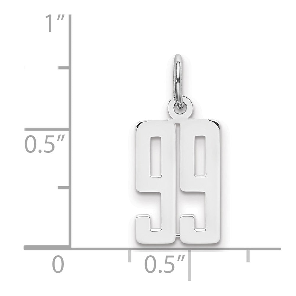 Sterling Silver/Rhodium-plated Elongated Number 99 Charm