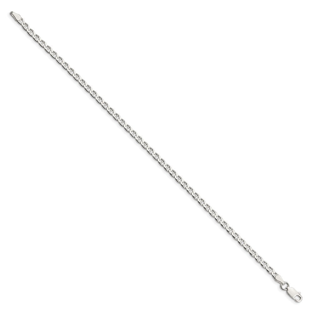 Sterling Silver D/C Flat Anchor Curb Chain Anklet