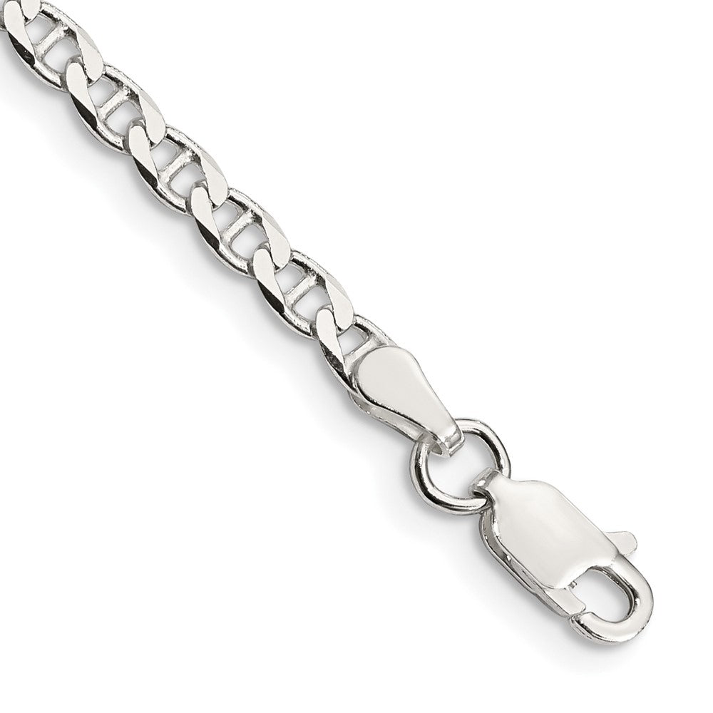 Sterling Silver D/C Flat Anchor Curb Chain Anklet