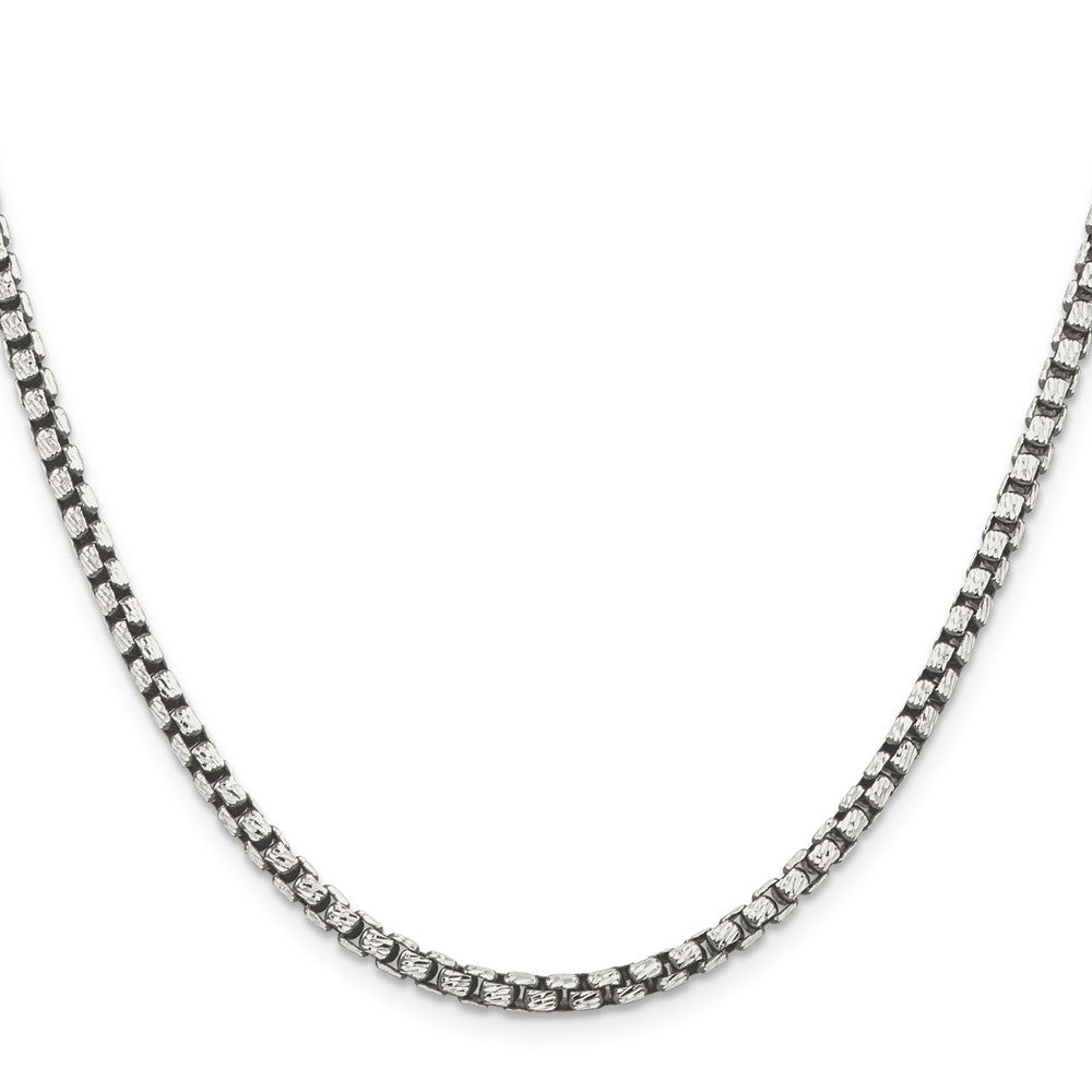 Sterling Silver Antiqued D/C Round Box Chain