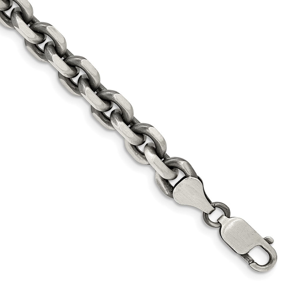 Sterling Silver Antiqued D/C Elongated Open Link Chain