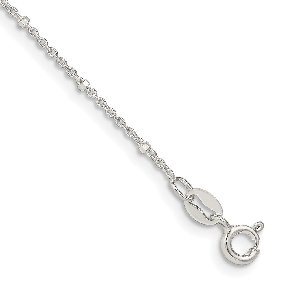 Sterling Silver Rolo with Beads Chain Anklet