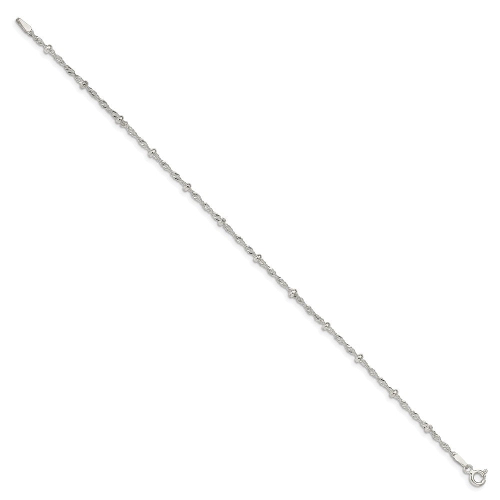 Sterling Silver Singapore w/ Beads Chain Anklet