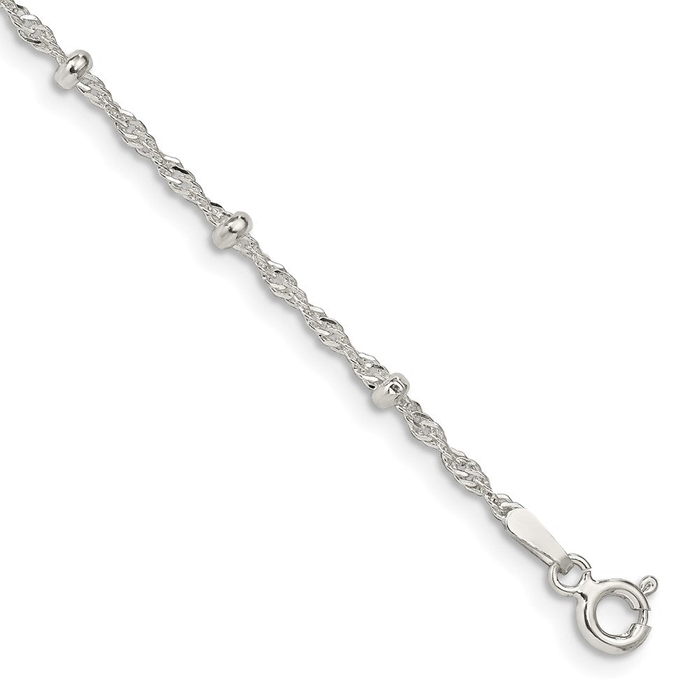 Sterling Silver Singapore w/ Beads Chain Anklet