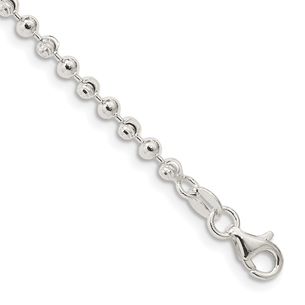 Sterling Silver Fancy Beaded Chain Anklet