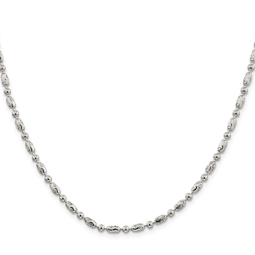 Sterling Silver Polished and Textured Fancy Beaded Chain