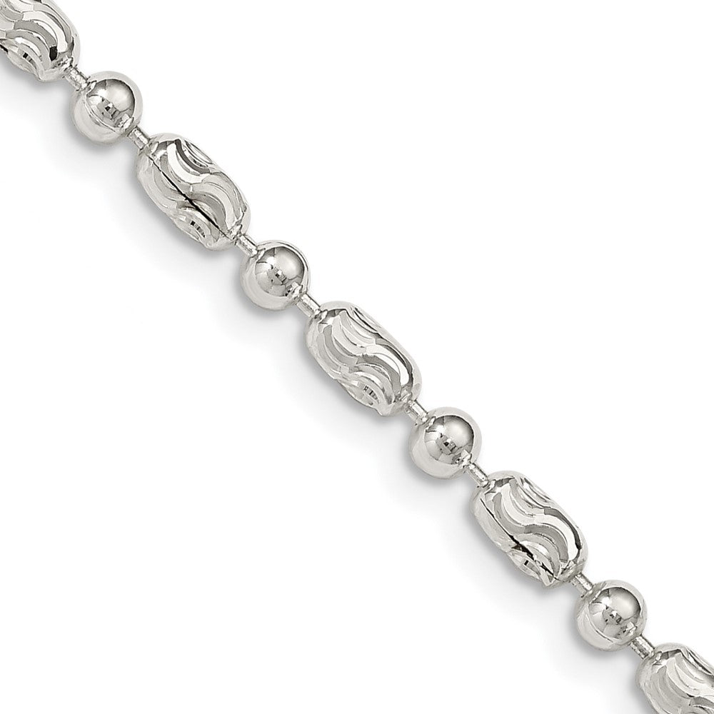 Sterling Silver Polished and Textured Fancy Beaded Chain