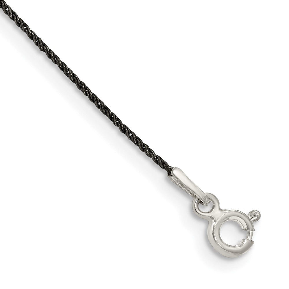 Sterling Silver Ruthenium-plated Twisted Tight Wheat Chain