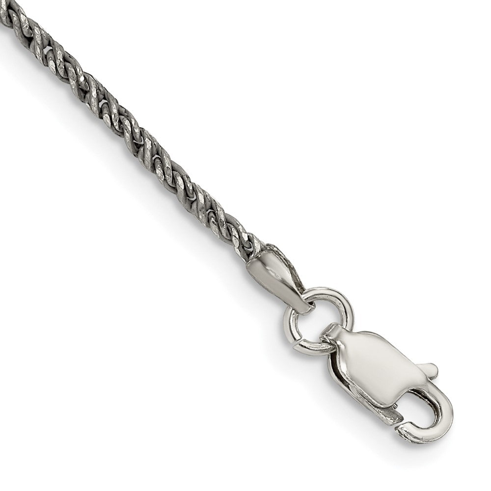 Sterling Silver Ruthenium-plated Twisted Tight Wheat Chain