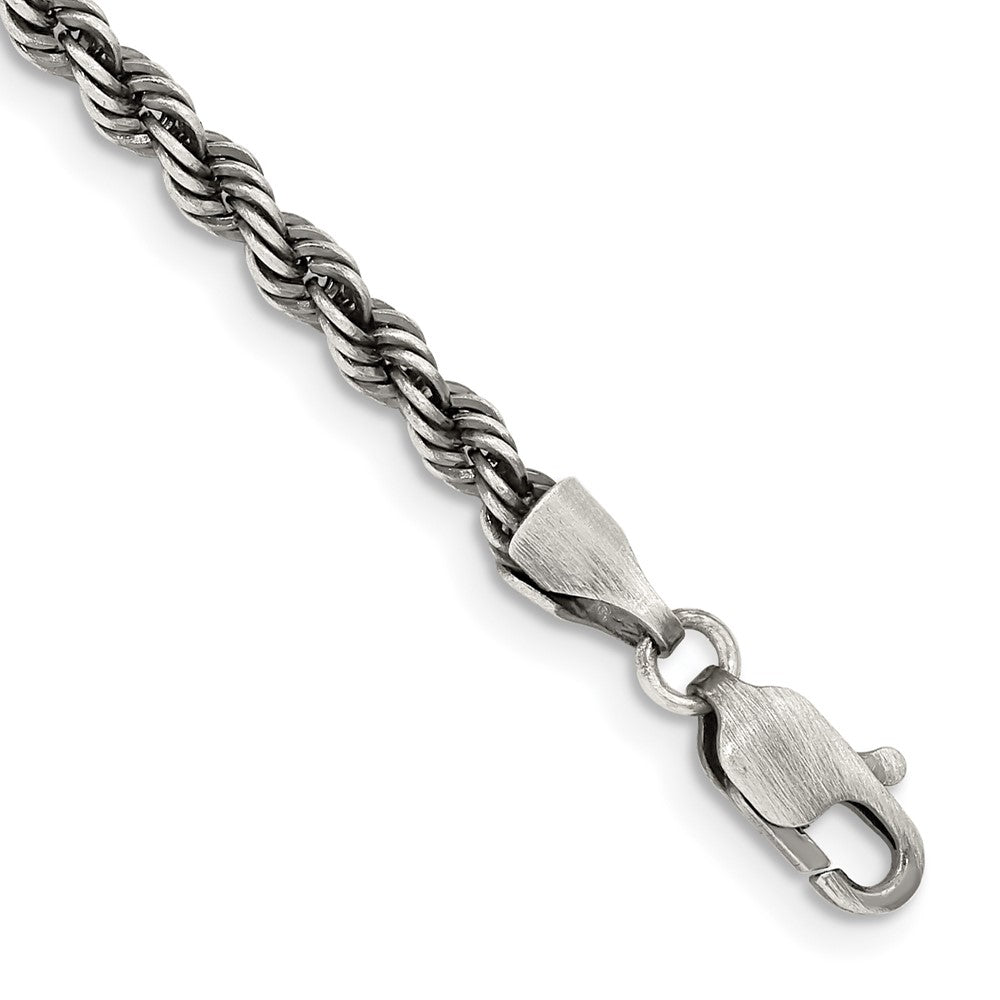 Sterling Silver Ruthenium-plated Rope Chain