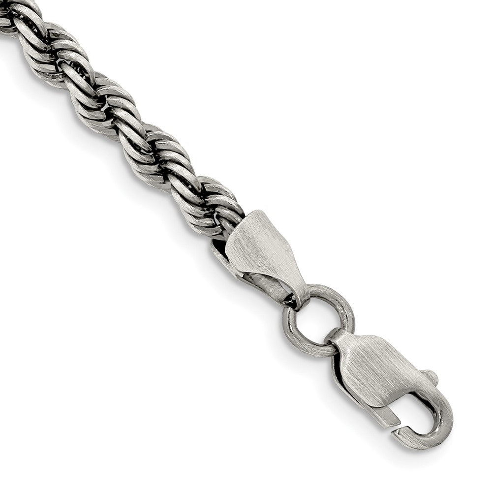 Sterling Silver Ruthenium-plated Rope Chain