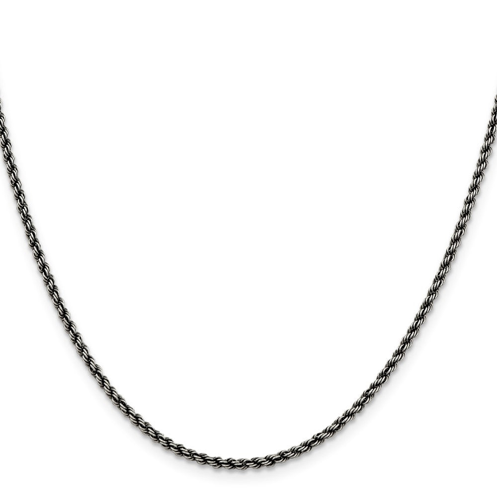 Sterling Silver Ruthenium-plated Rope Chain