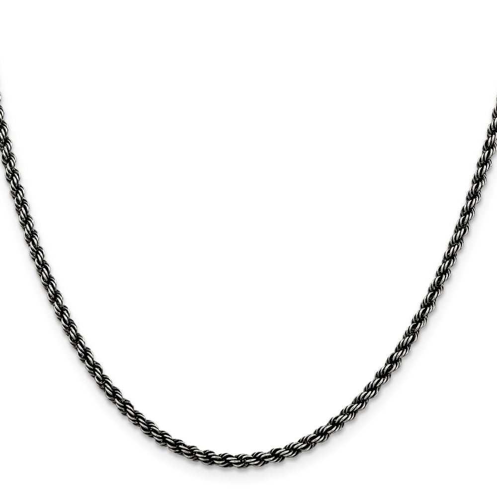 Sterling Silver Ruthenium-plated Rope Chain