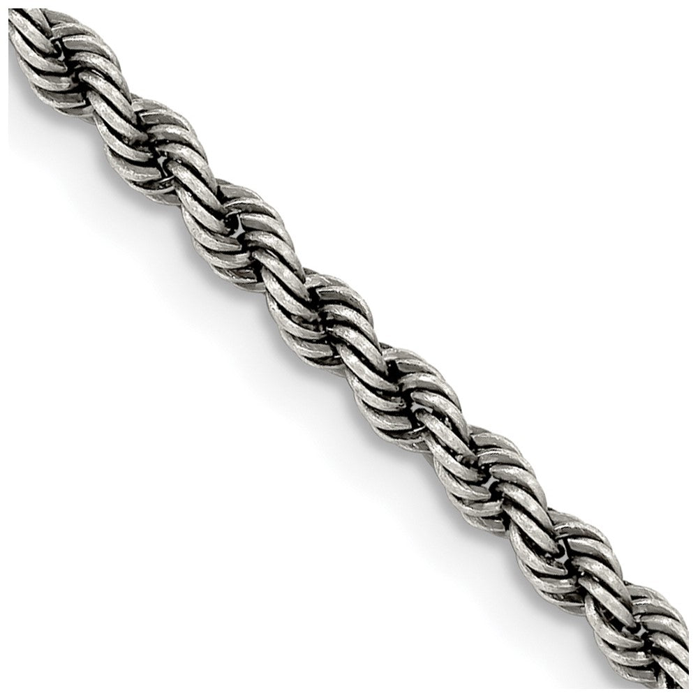 Sterling Silver Ruthenium-plated Rope Chain