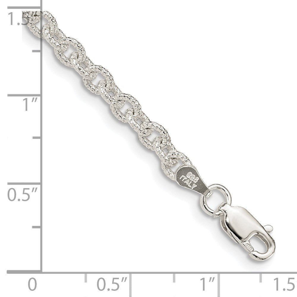 Sterling Silver Polished Fancy Rolo Link Bracelet