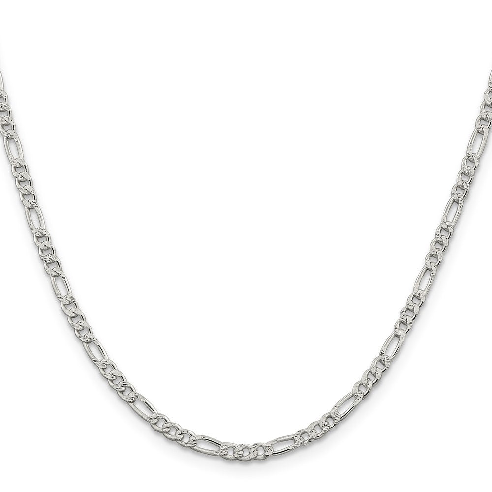 Sterling Silver Pav Flat Figaro Chain