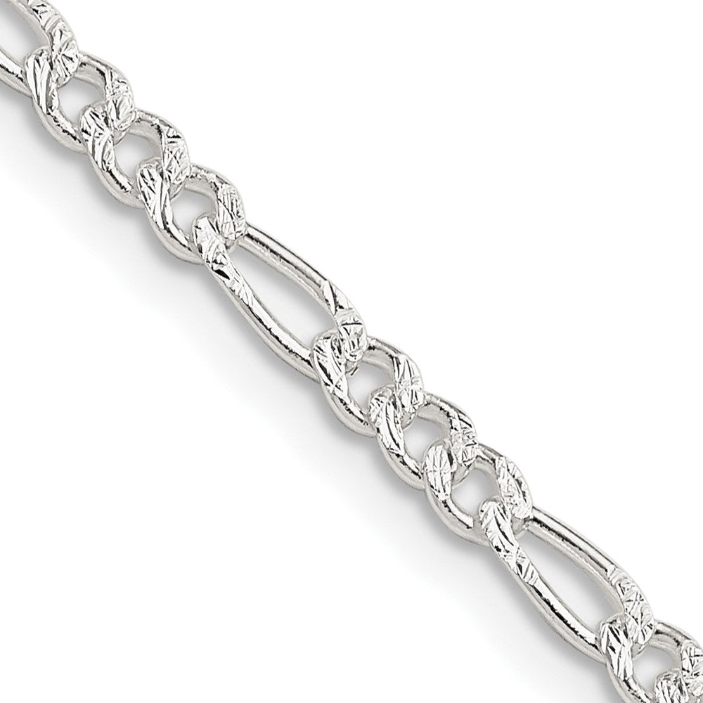 Sterling Silver Pav Flat Figaro Chain