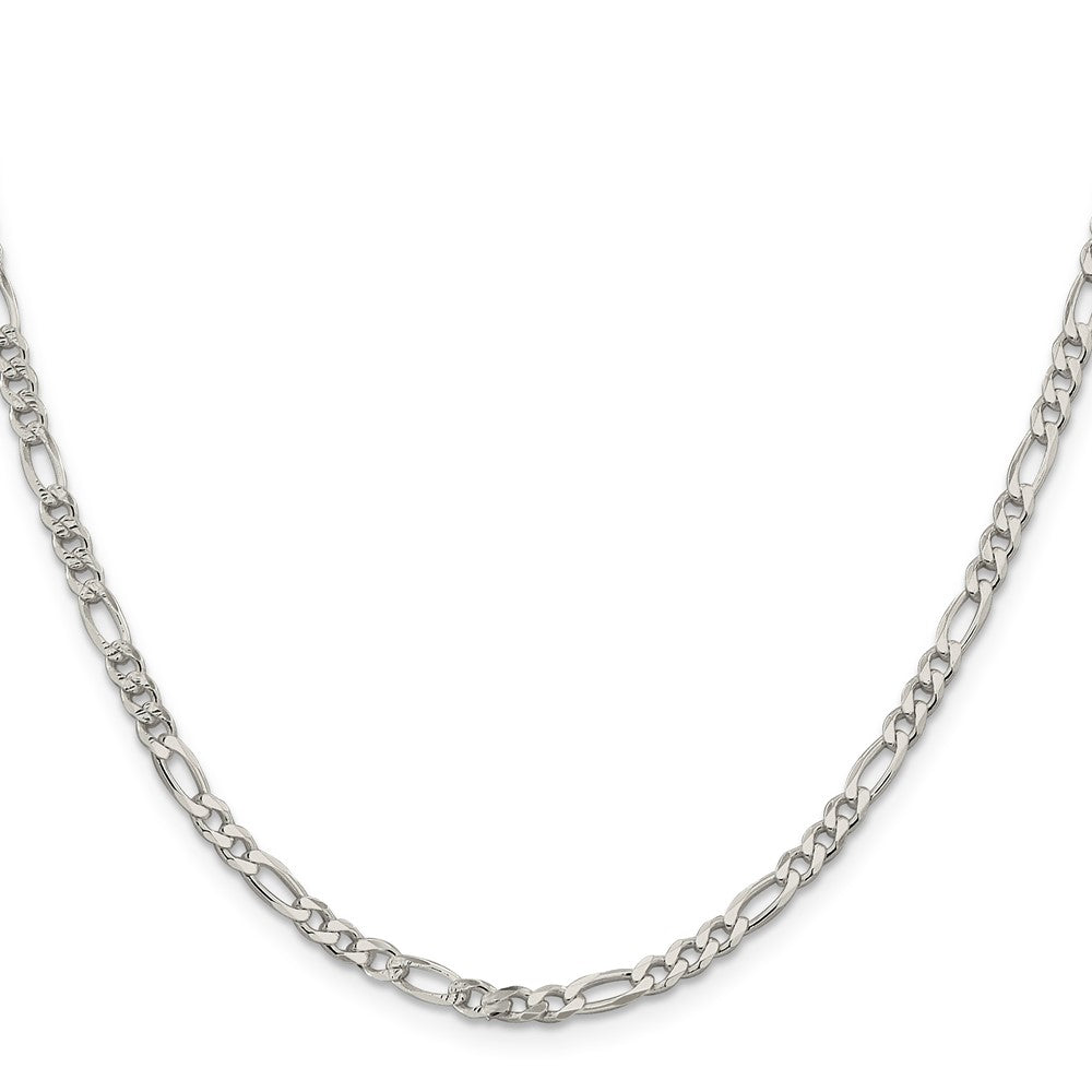Sterling Silver Pav Flat Figaro Chain