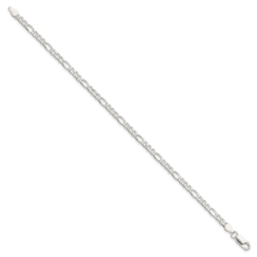 Sterling Silver PavÂ Flat Figaro Chain