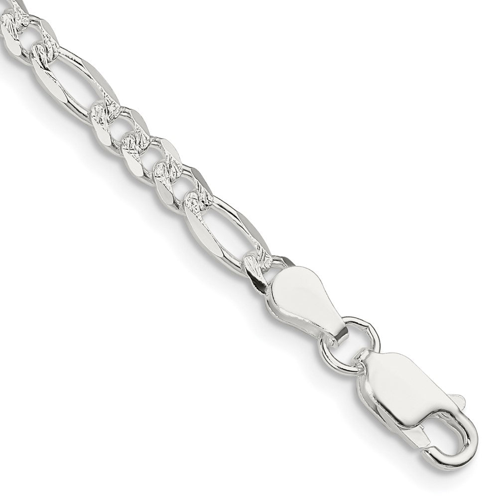Sterling Silver PavÂ Flat Figaro Chain