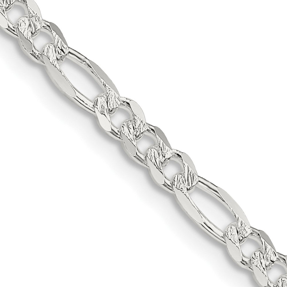 Sterling Silver Pav Flat Figaro Chain