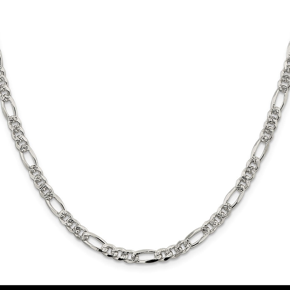 Sterling Silver Pav Flat Figaro Chain