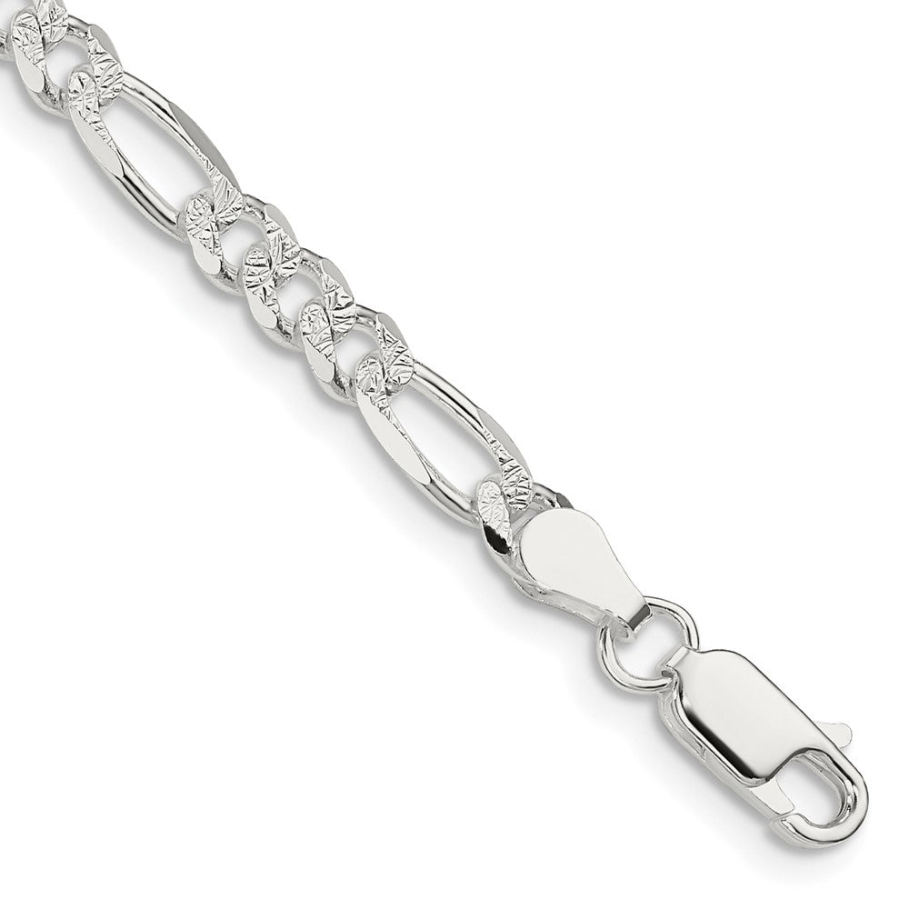 Sterling Silver PavÂ Flat Figaro Chain