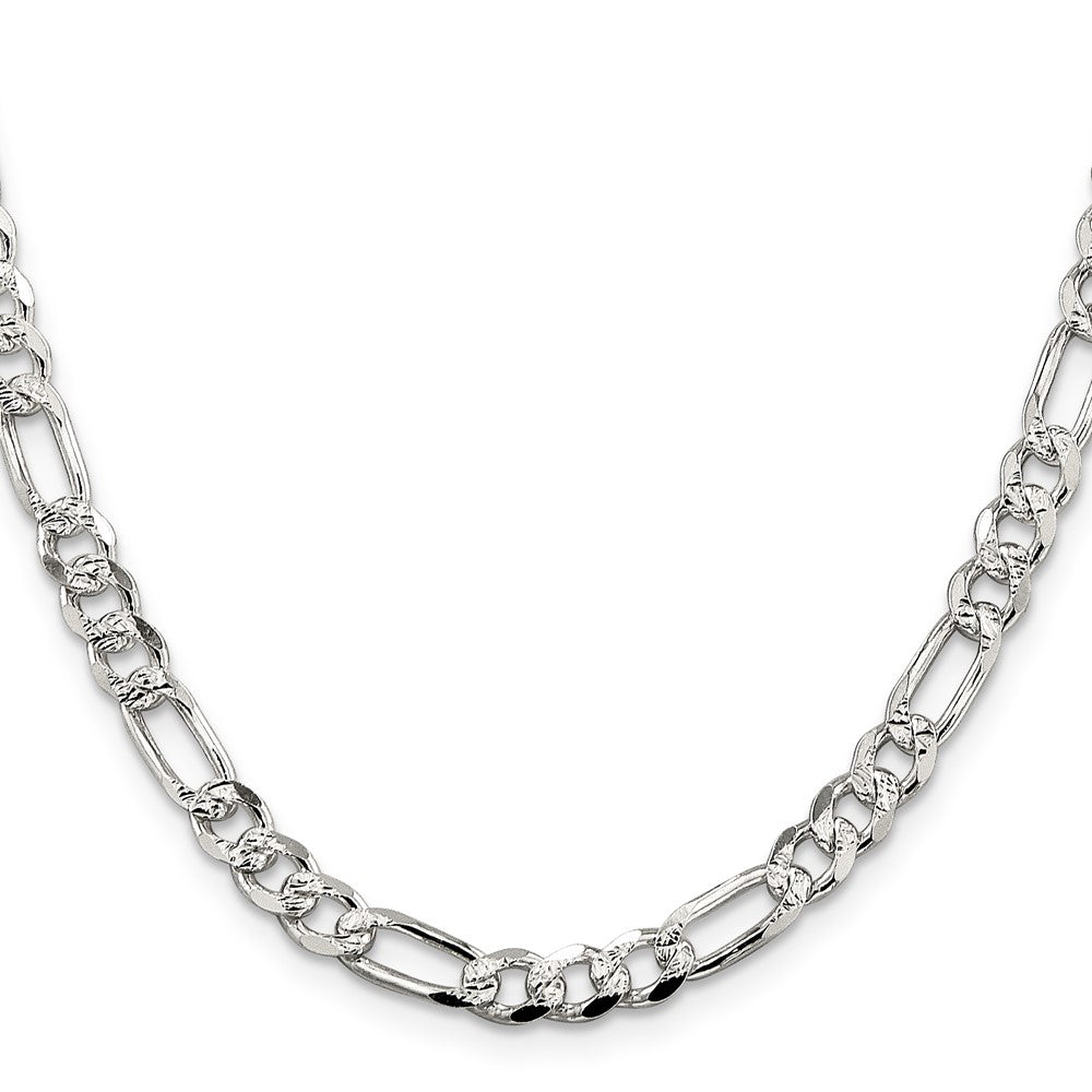 Sterling Silver Pav Flat Figaro Chain