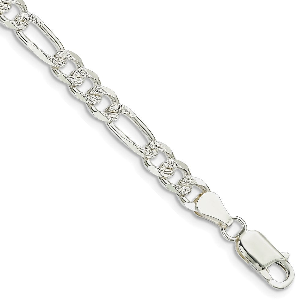 Sterling Silver Pav¬Ç Flat Figaro Chain