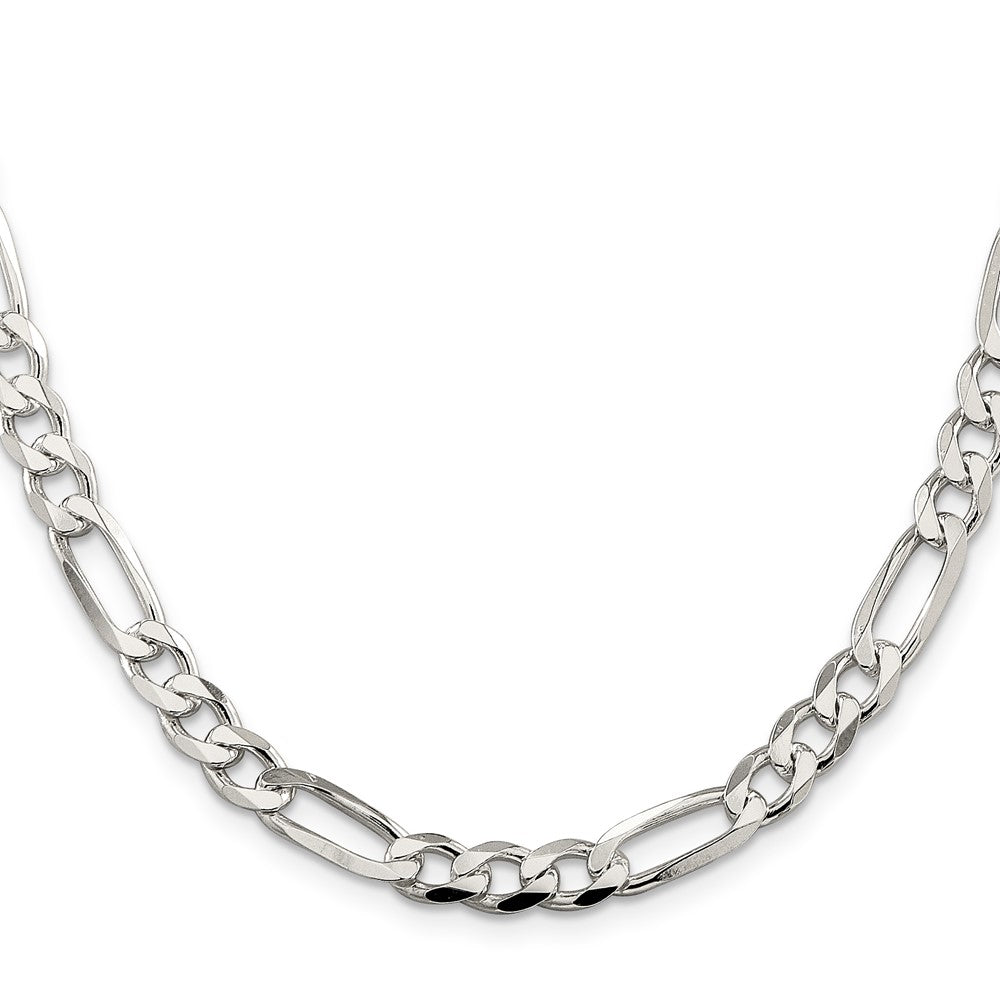Sterling Silver Pav Flat Figaro Chain