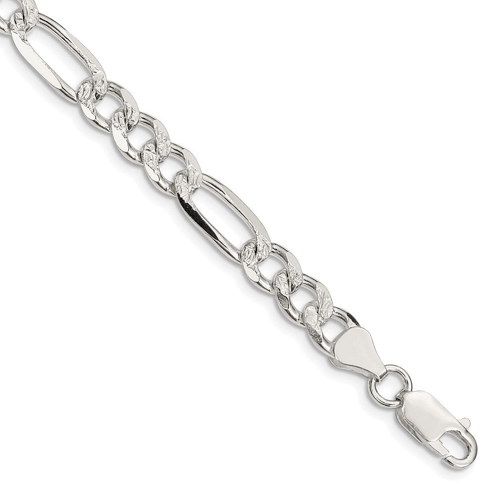 Sterling Silver Pav¬Ç Flat Figaro Chain