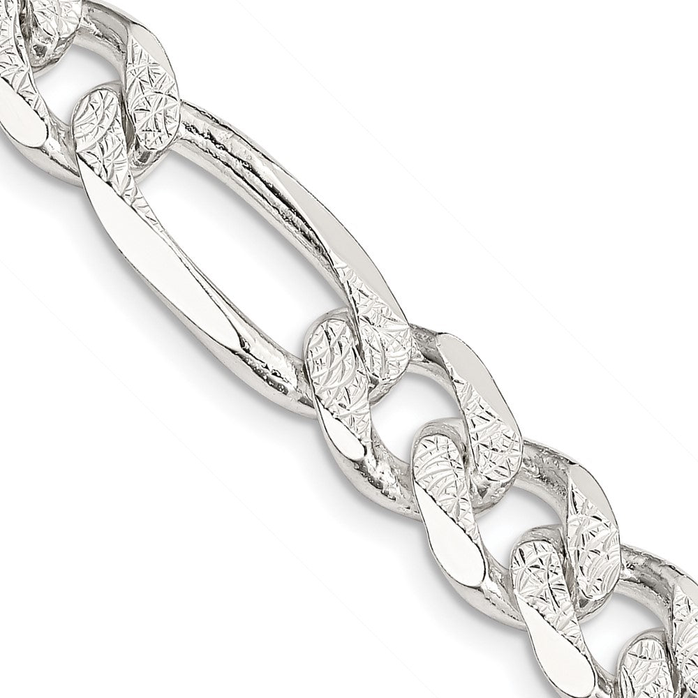 Sterling Silver Pav Flat Figaro Chain