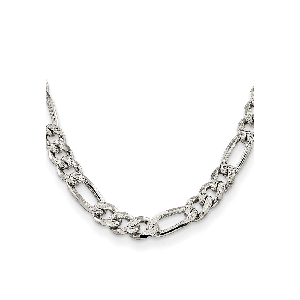Sterling Silver Pav Flat Figaro Chain