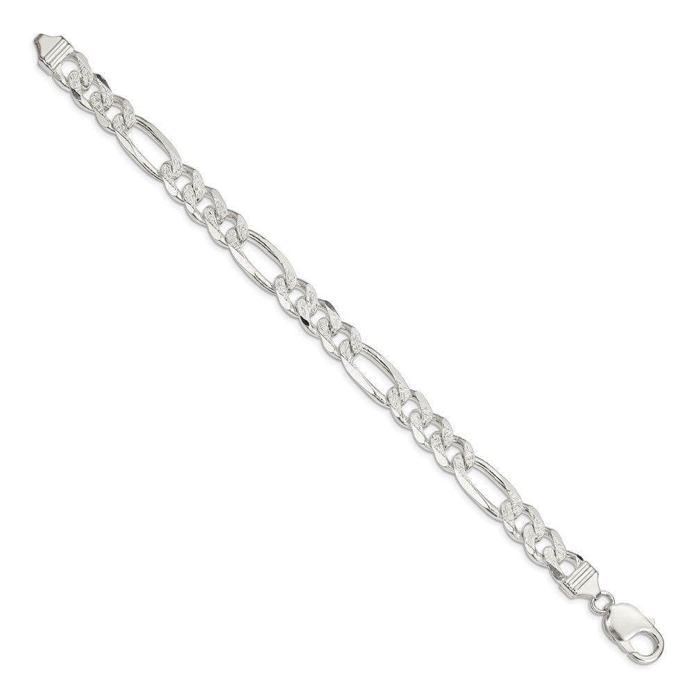 Sterling Silver PavÂ Flat Figaro Chain