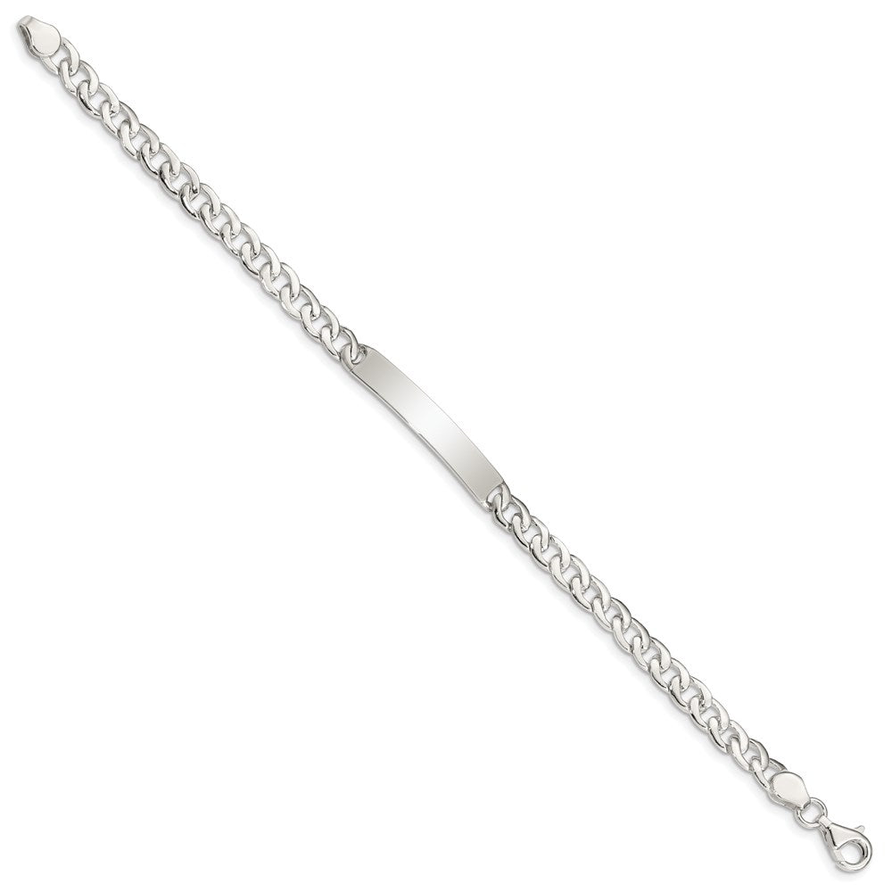 Sterling Silver Polished Engravable Curb Link 31x Plate ID Bracelet